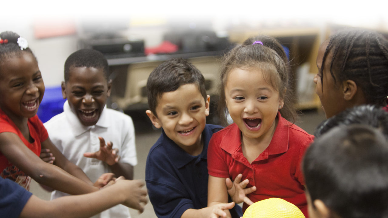 group of students playing