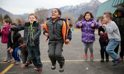 Children actively playing during recess