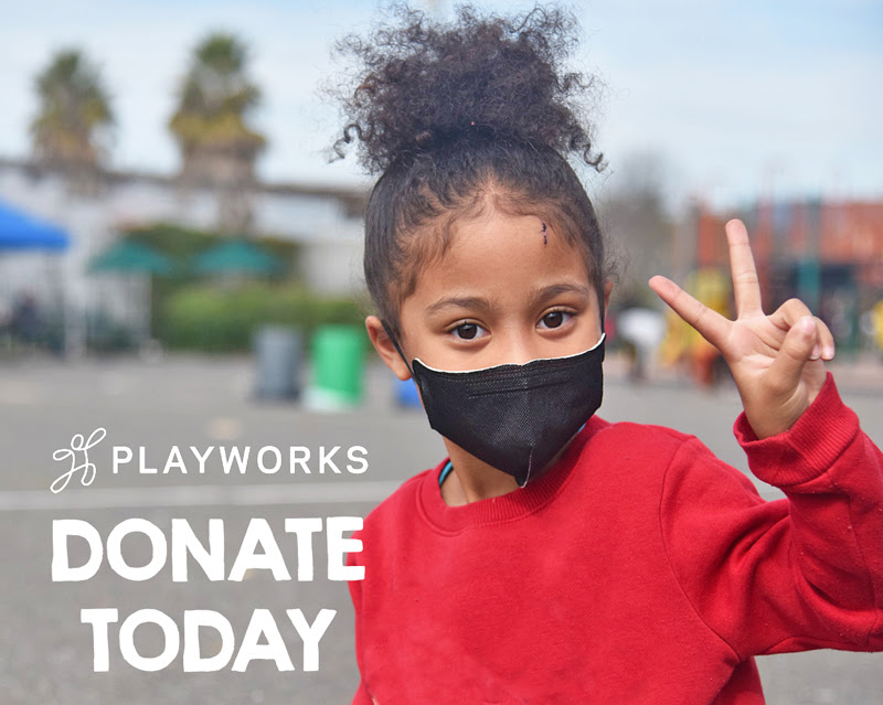 girl on playground with text "Donate Today"