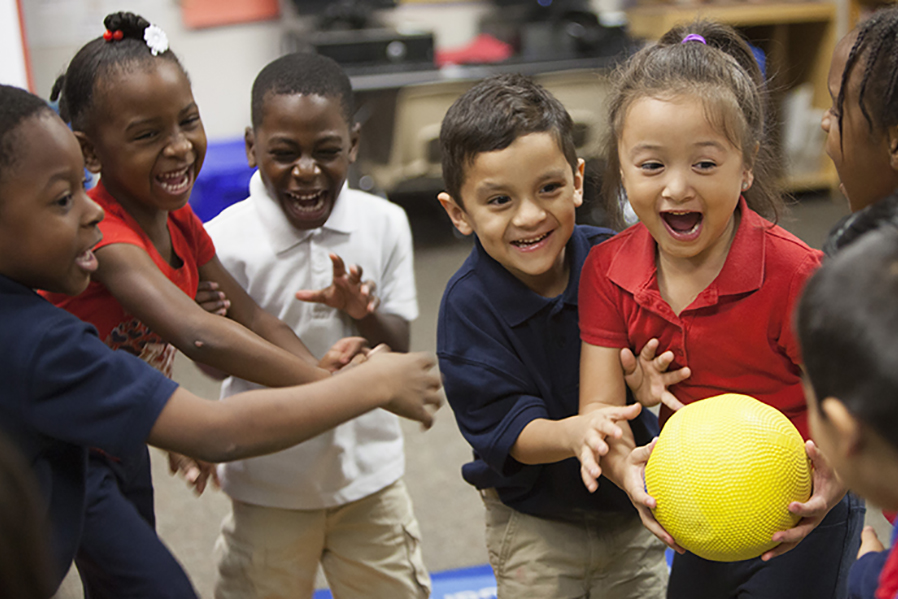 Playworks children playing indoor recess games