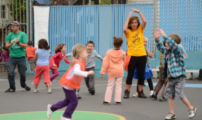 Playworks school children safely playing Evolution recess games