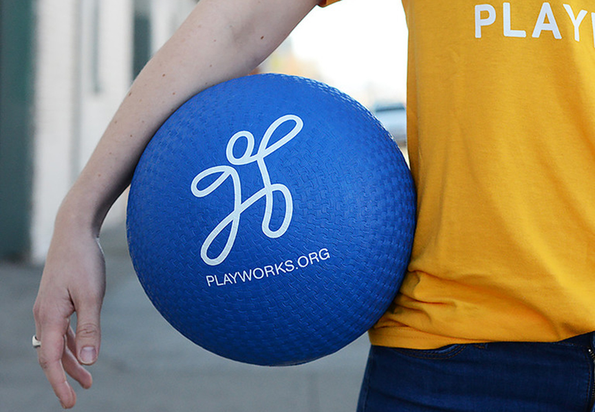 Blue Playworks ball used in Silent Ball game