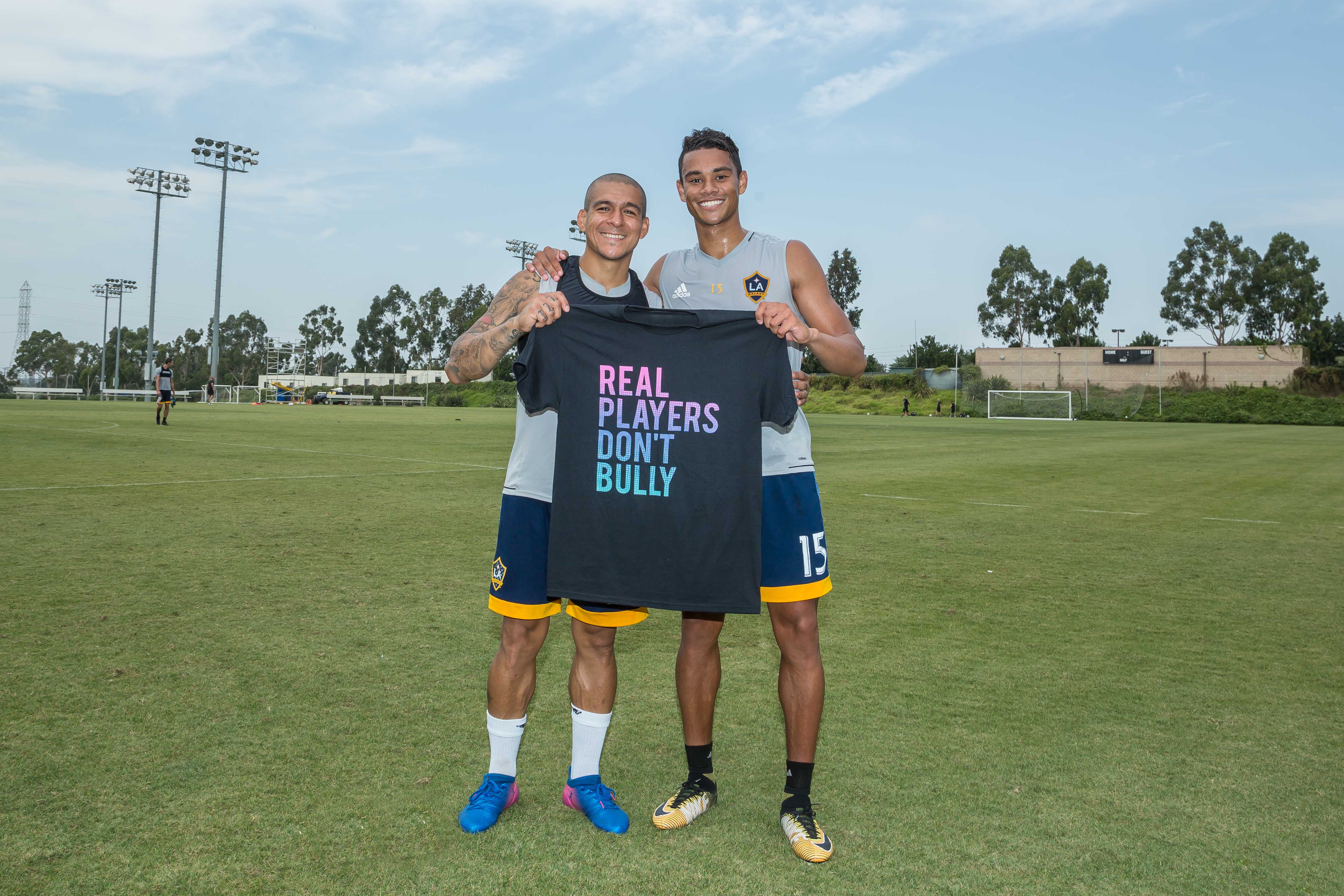 LA Galaxy players Rafael Garcia and Ariel Lassiter