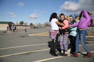 Playworks Students Play Human Knot; photo by Ramin Rahimian