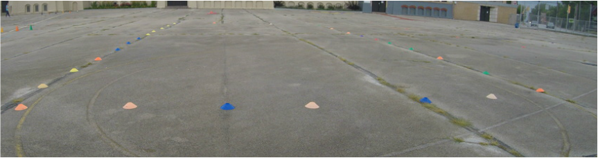 play spaces marked with cones