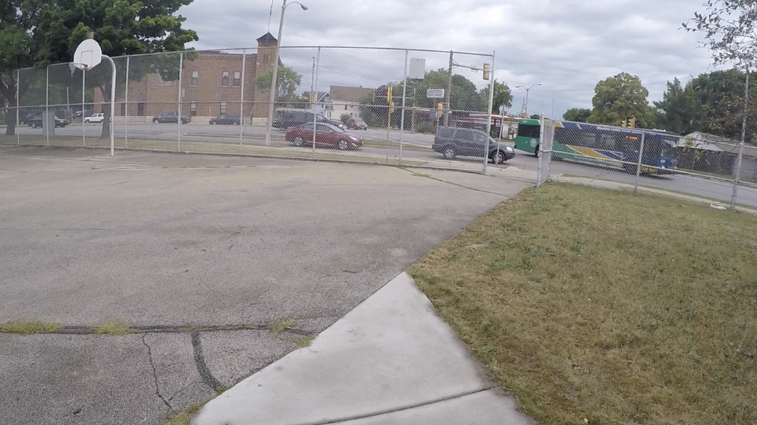 playground near busy intersection