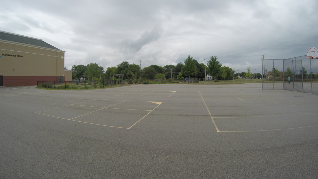 partially marked playground blacktop