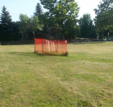 grassy area marked off with fencing