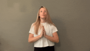 person miming volcano breath