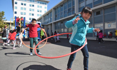 boy and girl with hula hoops