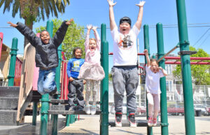 Kids jumping in the air