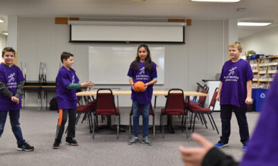 children playing game indoors